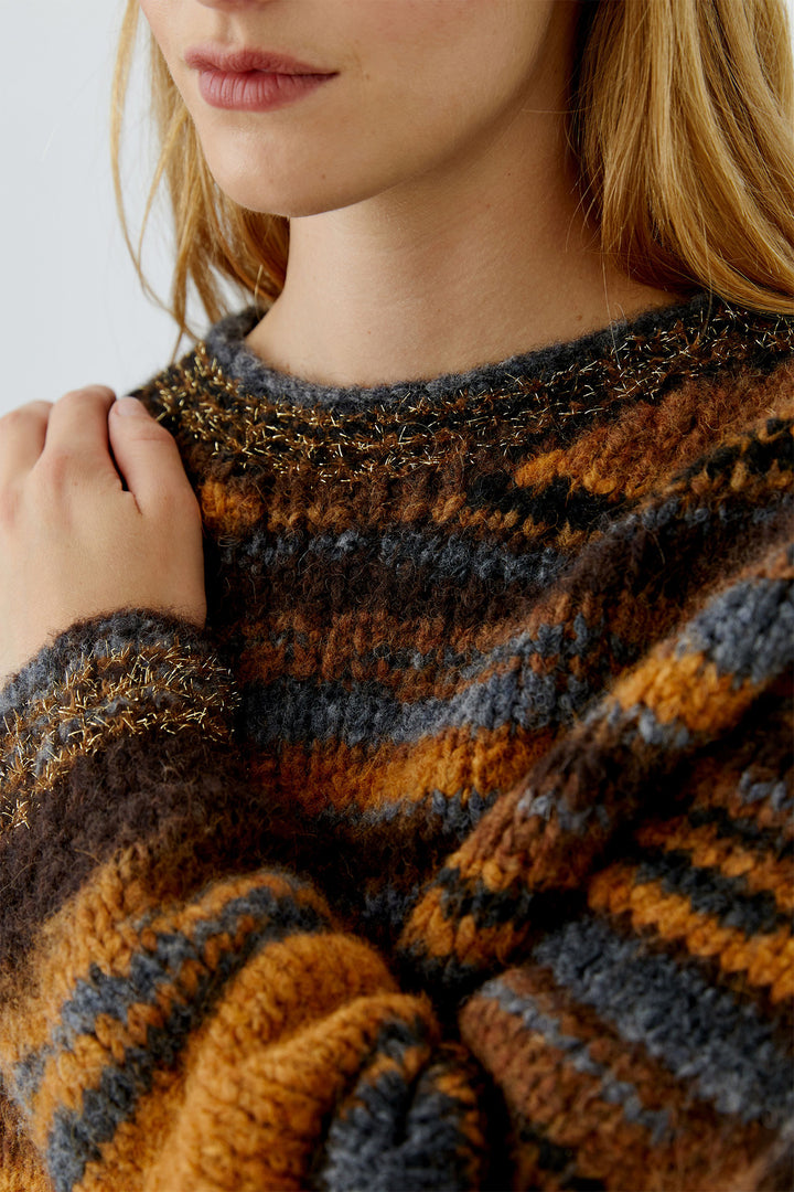 Oui Dark Brown Camel Jumper at Shirley Allum