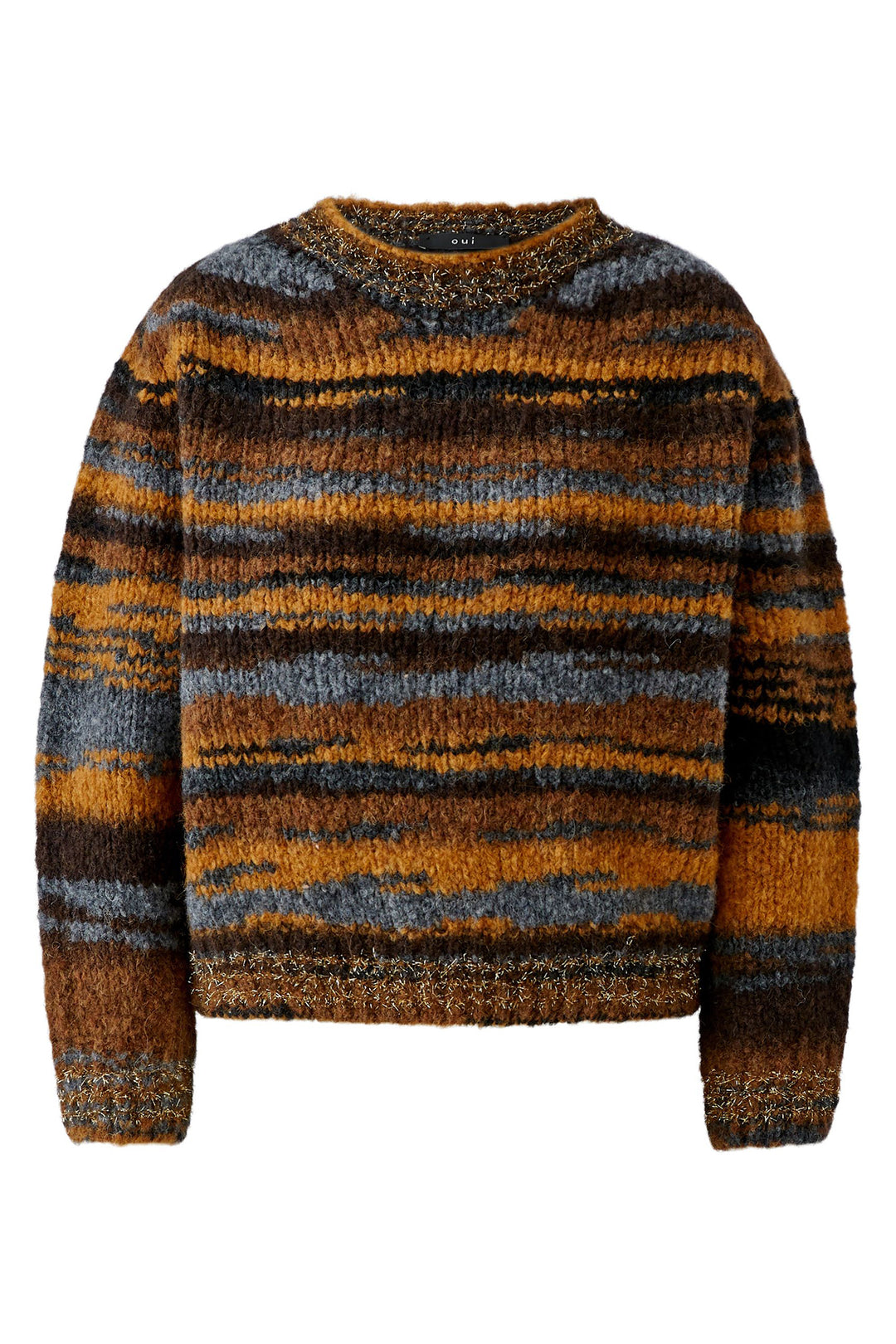 Oui Dark Brown Camel Jumper at Shirley Allum