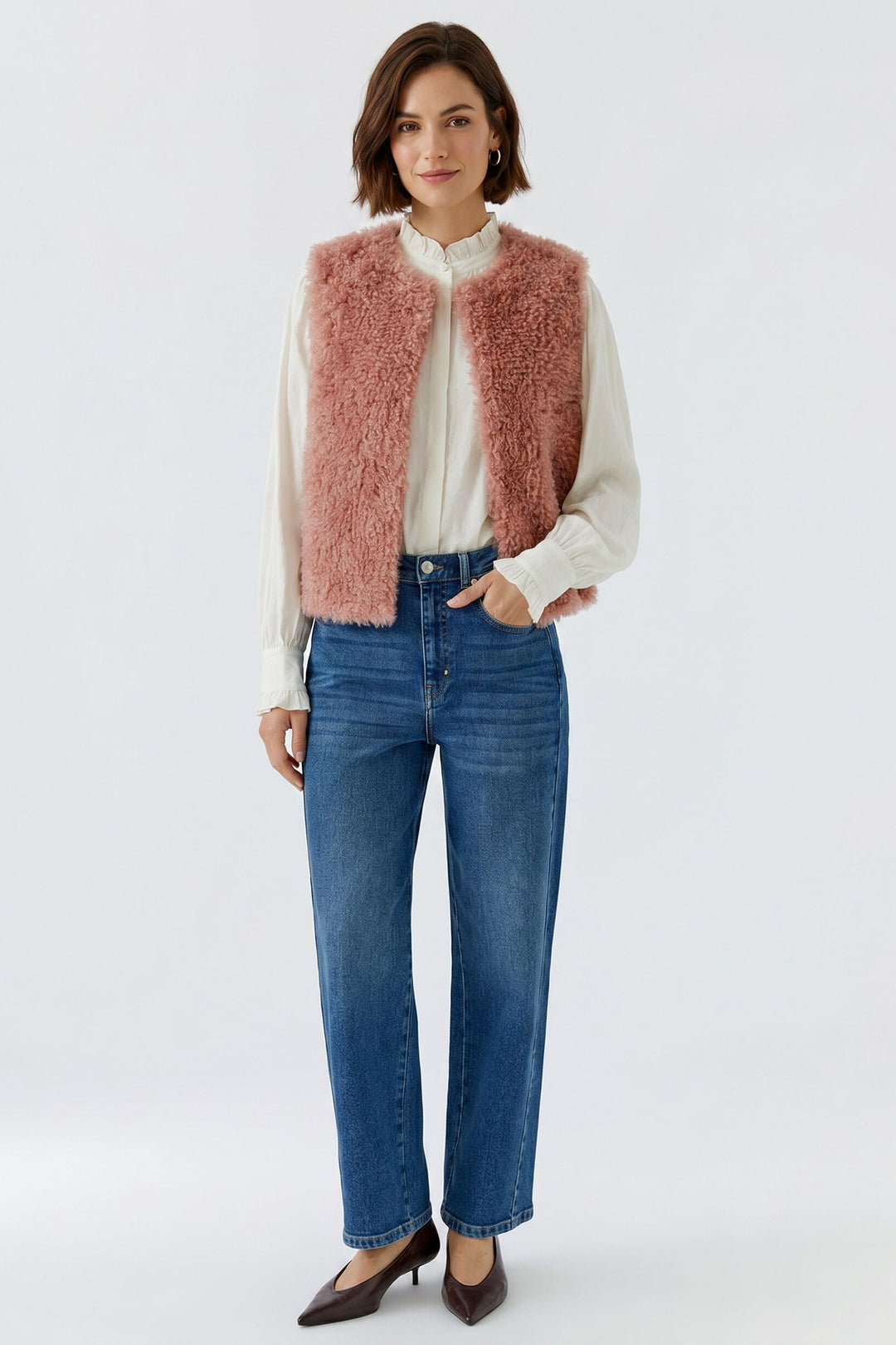 Oui Rose Waistcoat at Shirley Allum