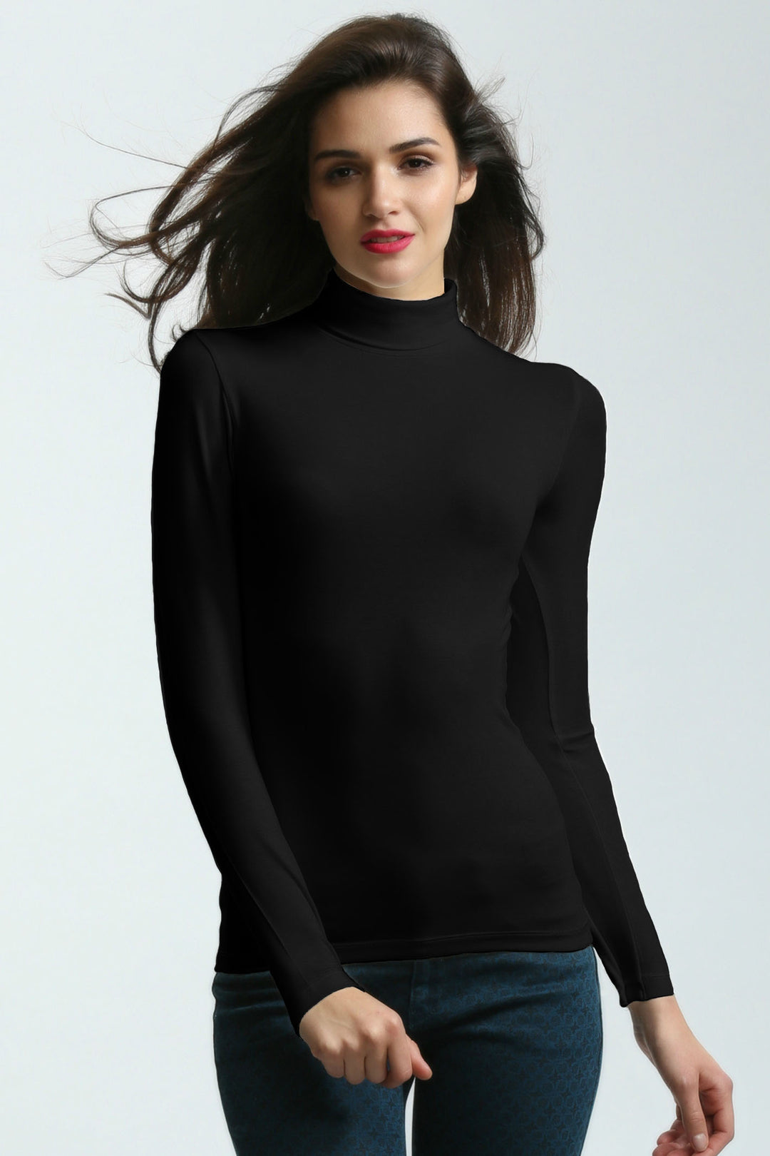 Palm PL517 Black Long Sleeve Turtle Neck Thermal Top - Shirley Allum Boutique