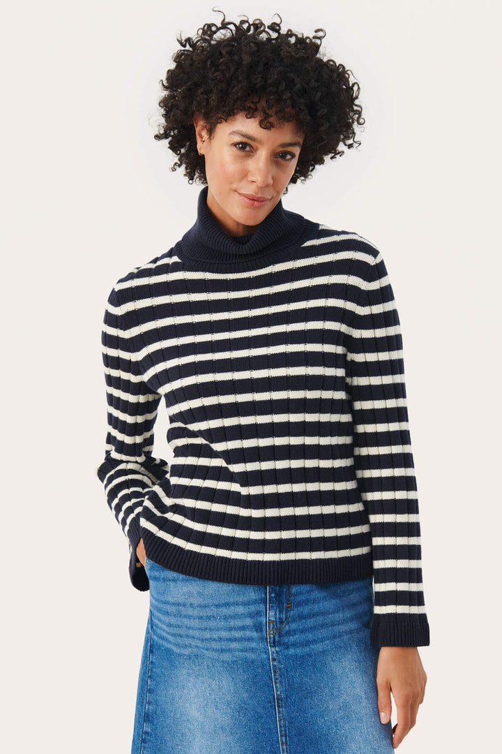 Part Two 30307967 CallunaPW 302375 Dark Navy Stripe Jumper - Shirley Allum Boutique