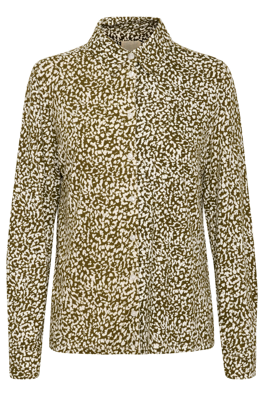 Part Two 30308097 SaronaPW 302382 Military Olive Leo Print Shirt - Shirley Allum Boutique