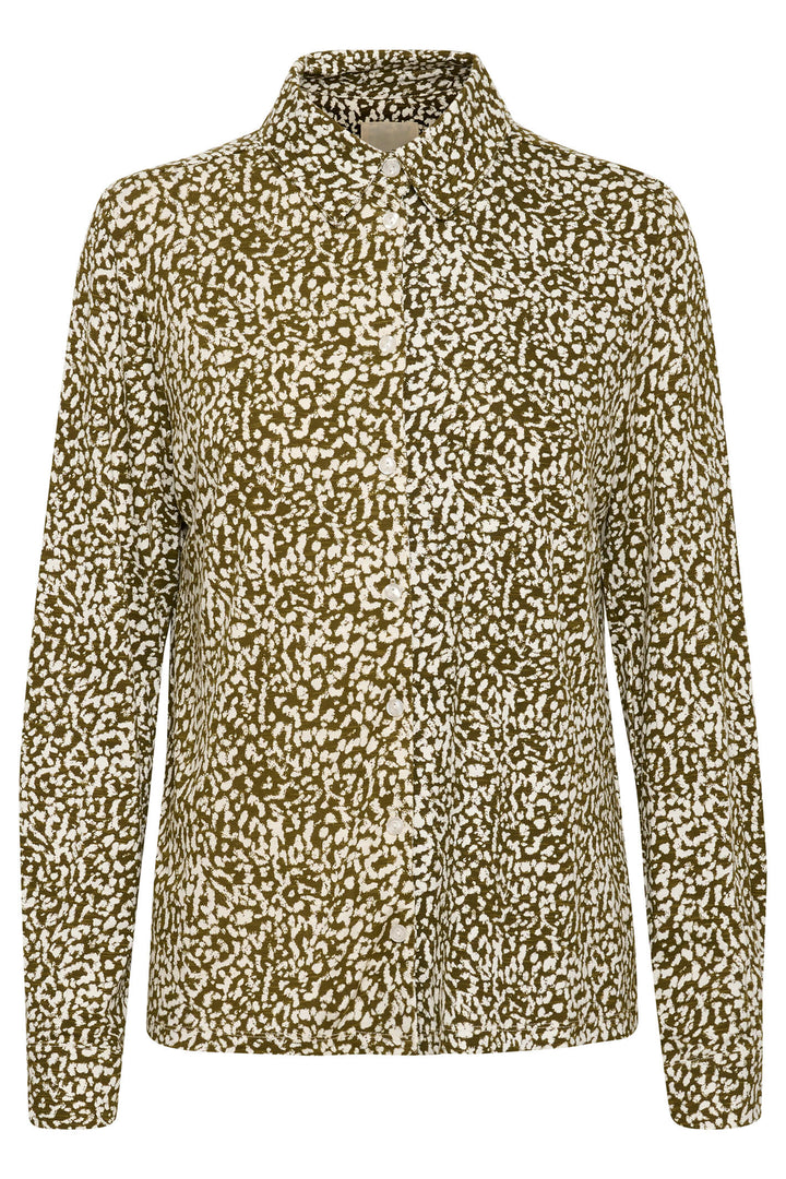 Part Two 30308097 SaronaPW 302382 Military Olive Leo Print Shirt - Shirley Allum Boutique