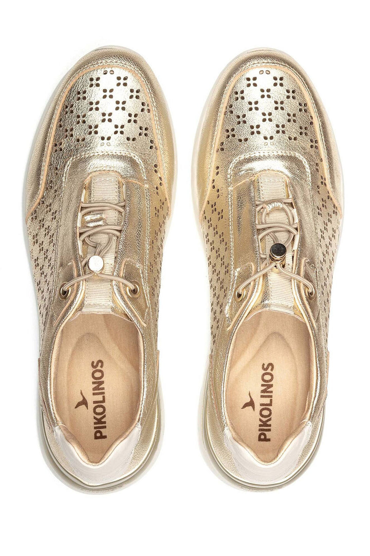 Pikolinos Cantabria Gold Leather Lace Trainers W4R-6707CLC1