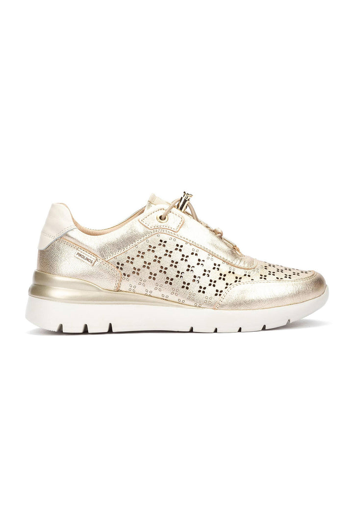 Pikolinos Cantabria Gold Leather Lace Trainers W4R-6707CLC1