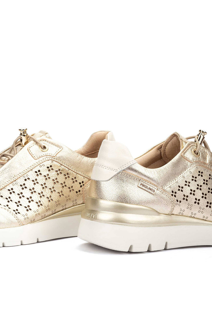 Pikolinos Cantabria Gold Leather Lace Trainers W4R-6707CLC1