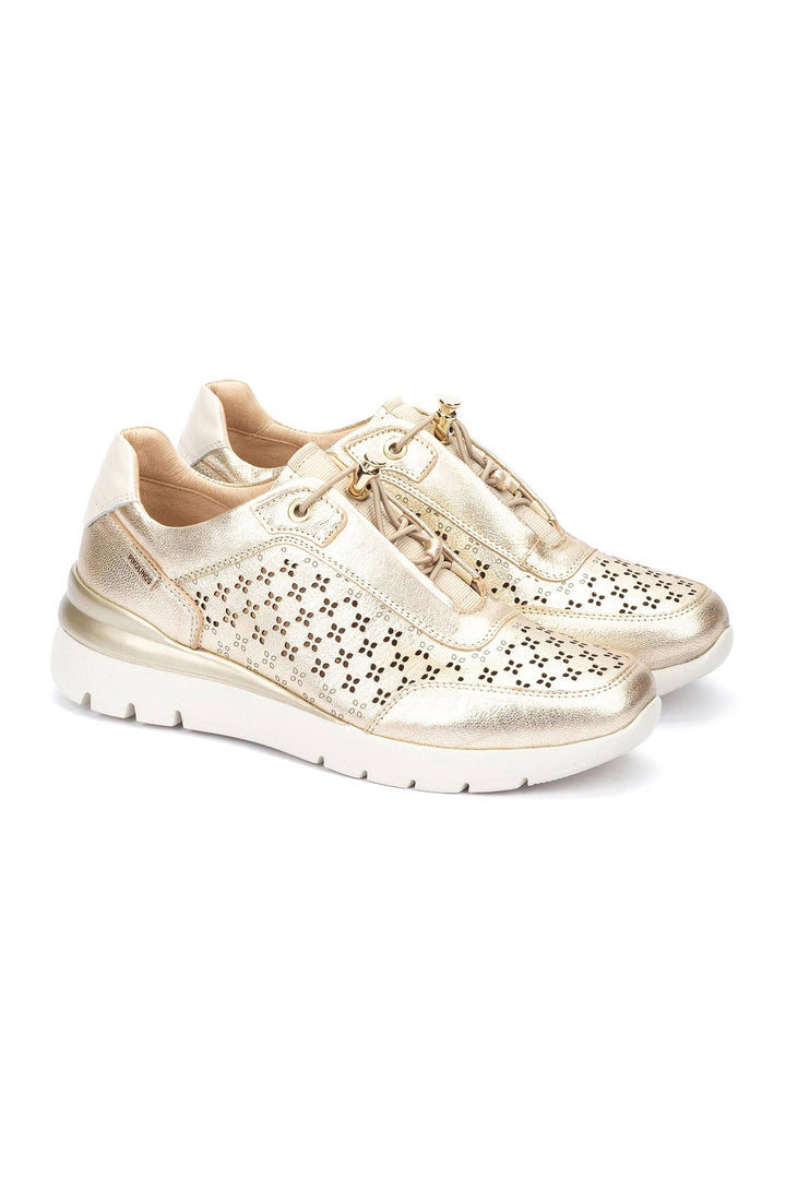 Pikolinos Cantabria Gold Leather Lace Trainers W4R-6707CLC1