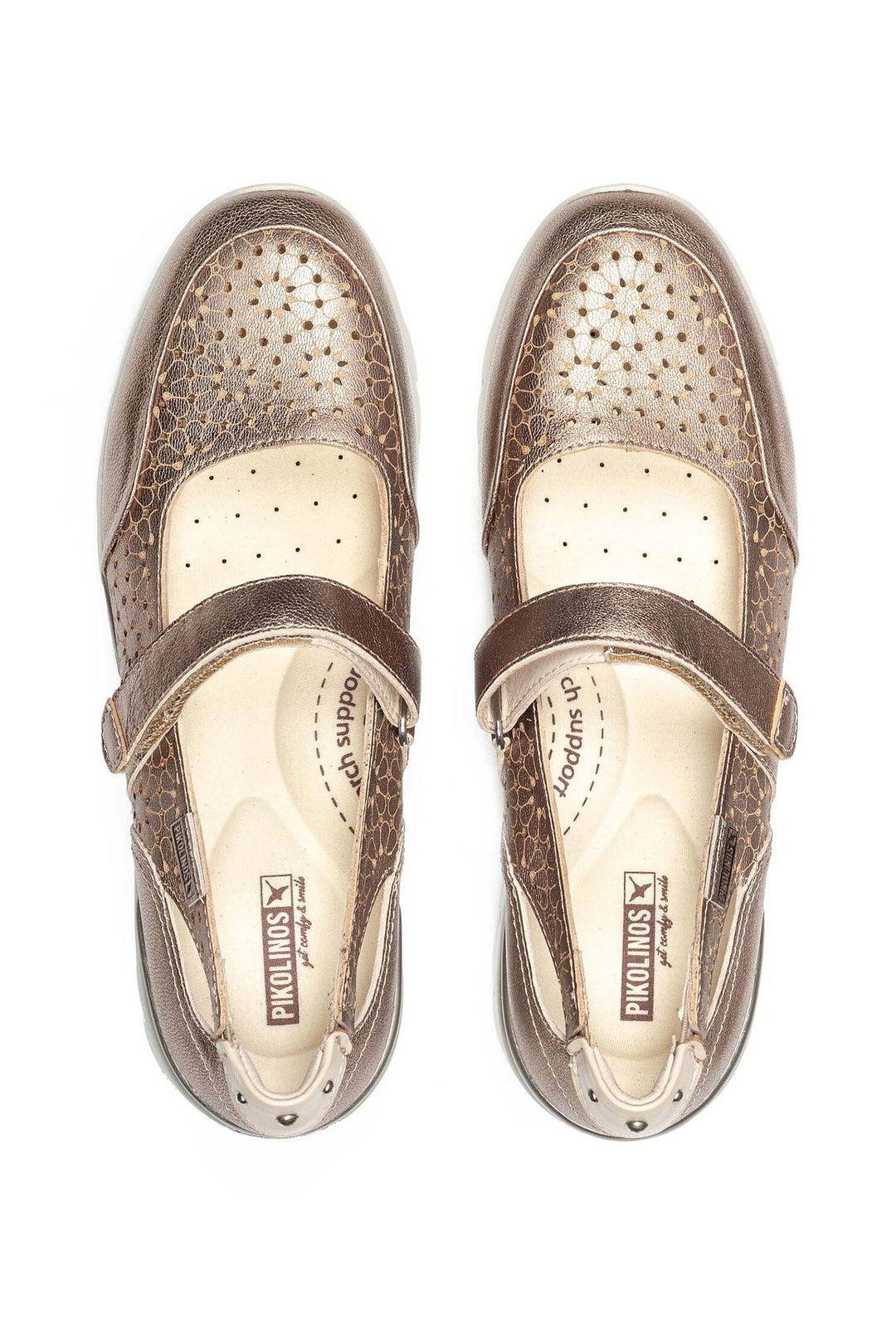 Pikolinos Cantabria W4R-6989CLC1 Stone Metallic Leather Shoe - Shirley Allum Boutique