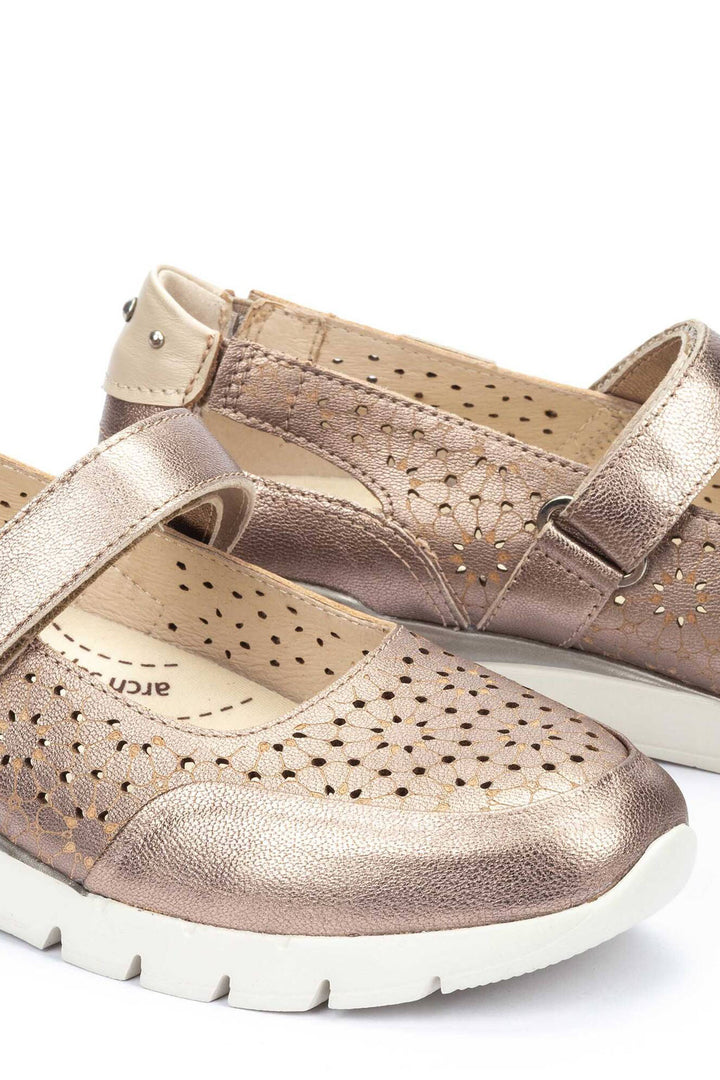 Pikolinos Cantabria W4R-6989CLC1 Stone Metallic Leather Shoe - Shirley Allum Boutique