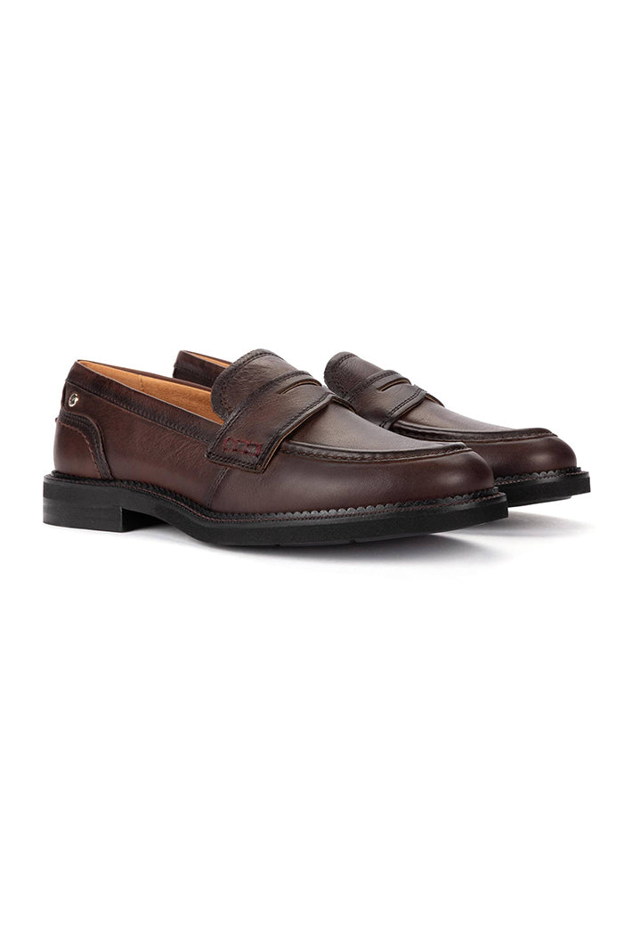 Pikolinos Deva Caoba Brown Leather Penny Loafers W2L-3959, pair, front angle view