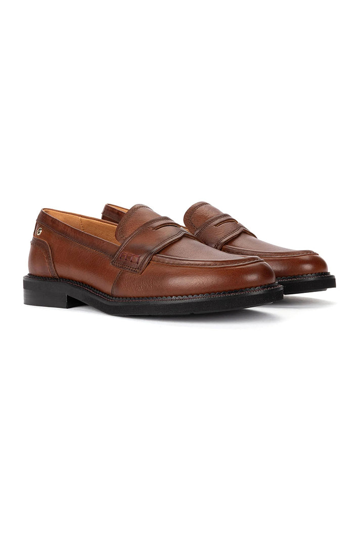 Pikolinos Deva Cuero Brown Leather Penny Loafers W2L-3959, pair, front angle view