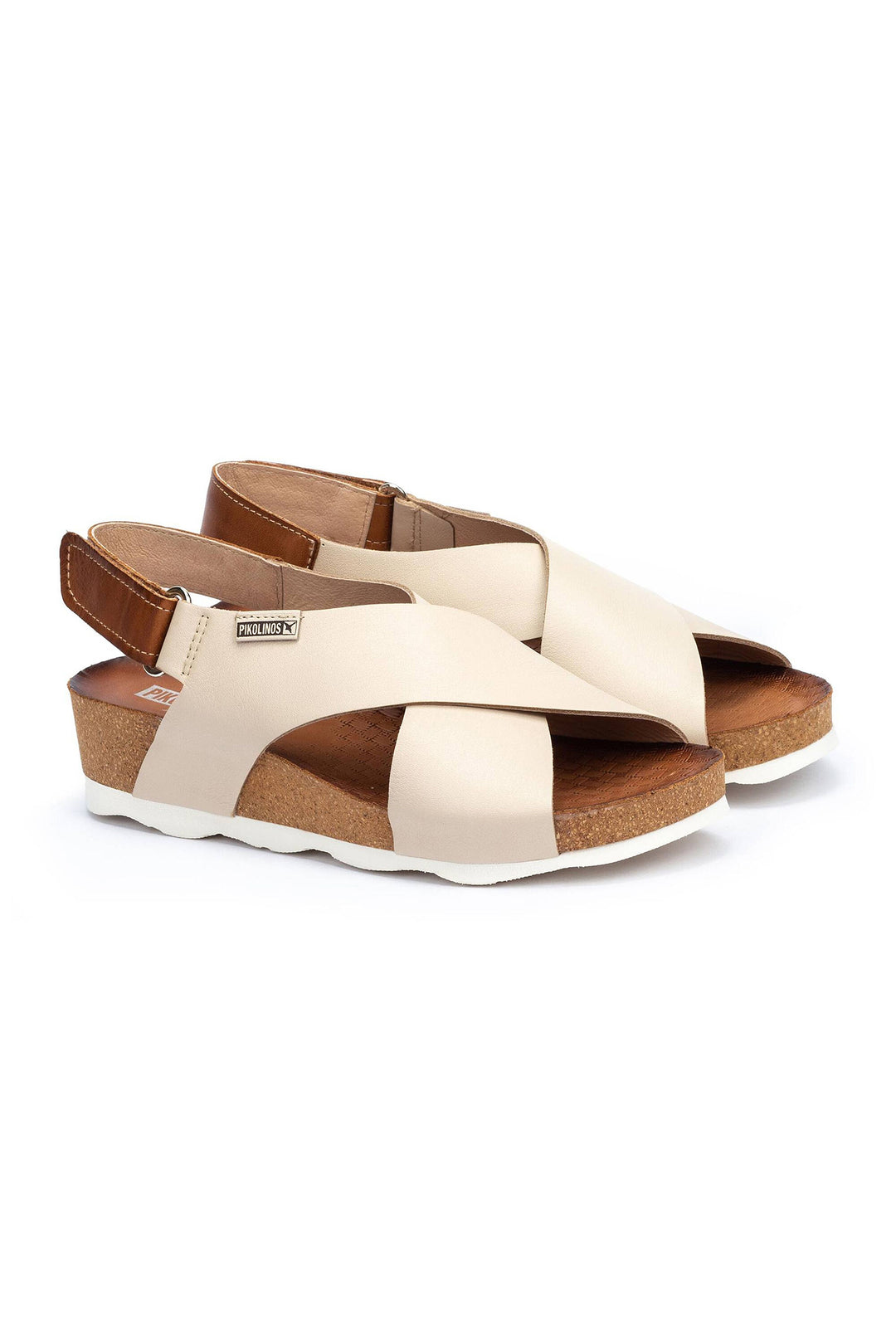 Pikolinos Mahon Beige Leather Velcro Wedge Sandal W9E-0912