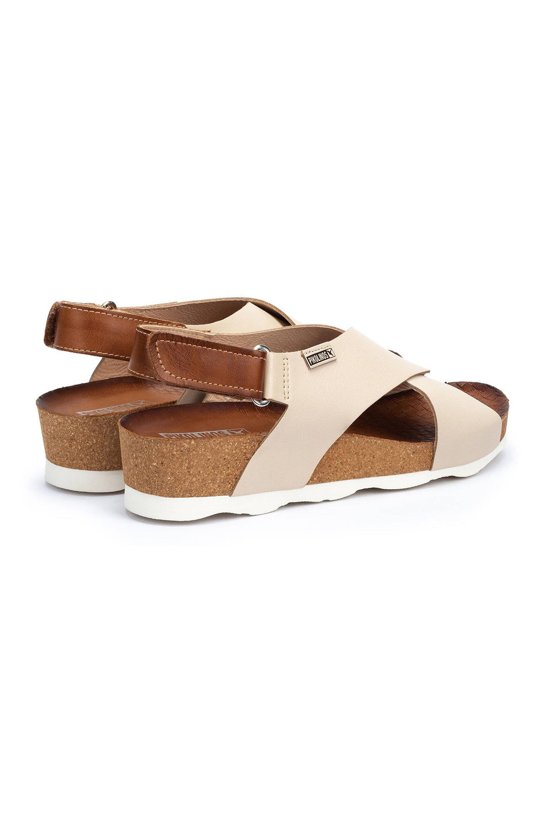 Pikolinos Mahon Beige Leather Velcro Wedge Sandal W9E-0912
