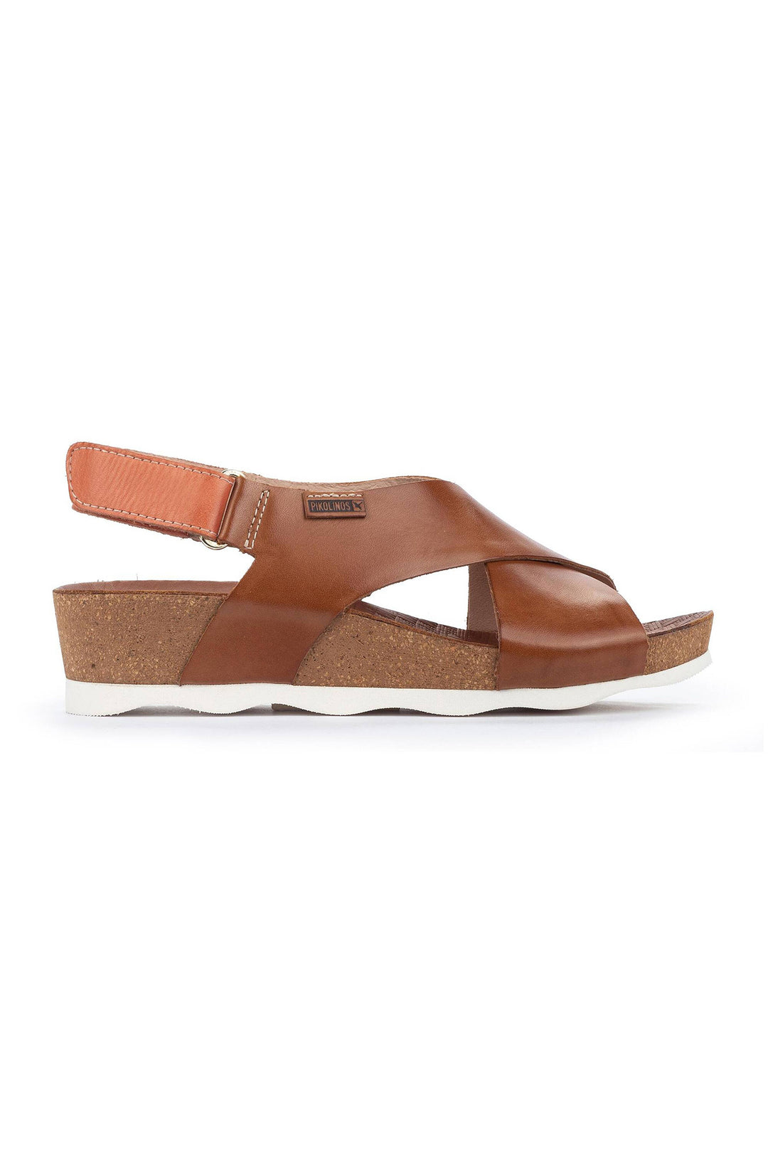 Pikolinos Mahon Brandy Brown Leather Velcro Wedge Sandals W9E-0912