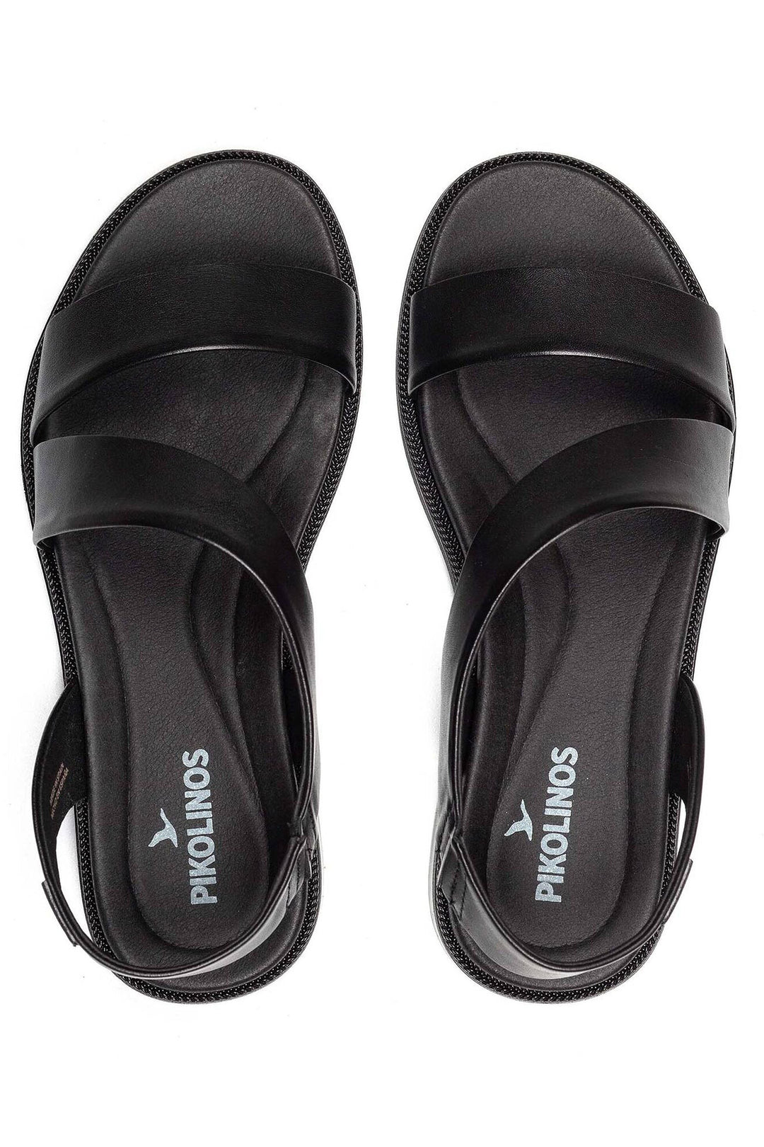 Pikolinos Navia Black Leather Flat Sandals W3E-0652