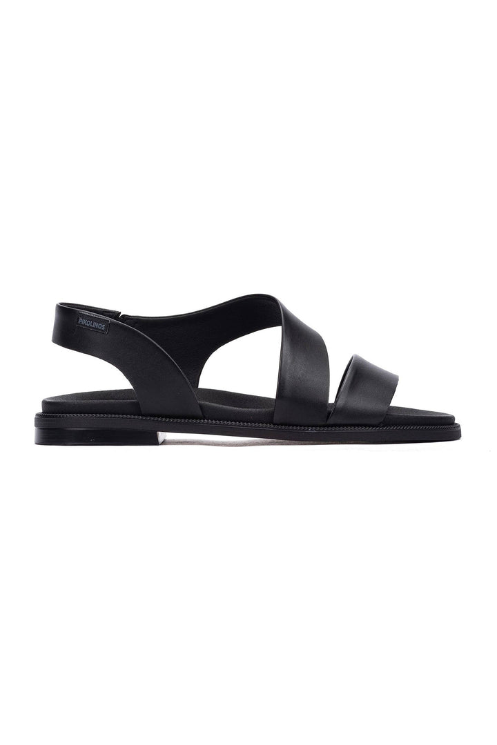Pikolinos Navia Black Leather Flat Sandals W3E-0652