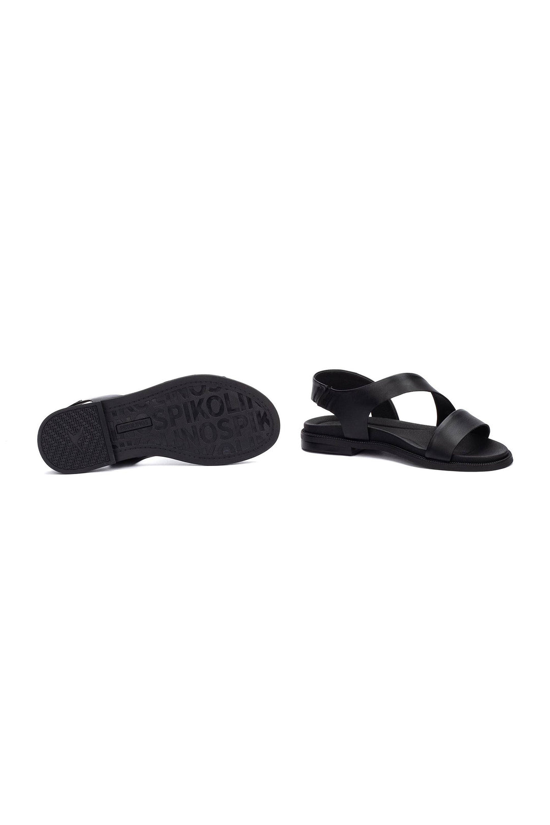 Pikolinos Navia Black Leather Flat Sandals W3E-0652