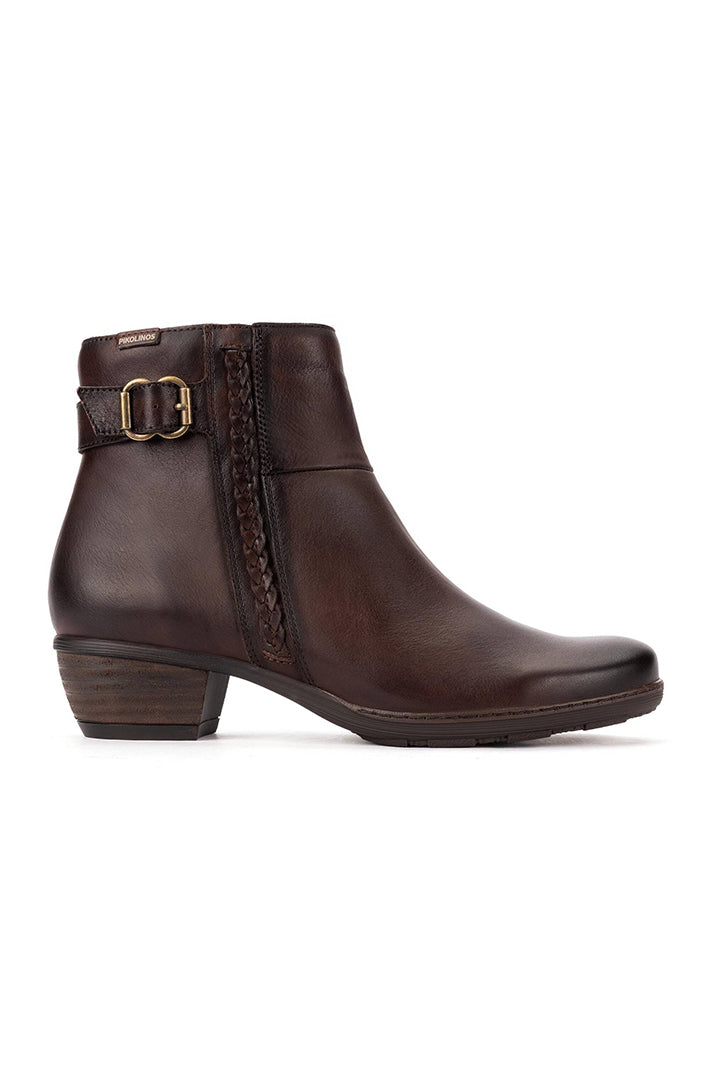 Pikolinos Utiel Caoba Brown Leather Ankle Boots W7P-8501, side view