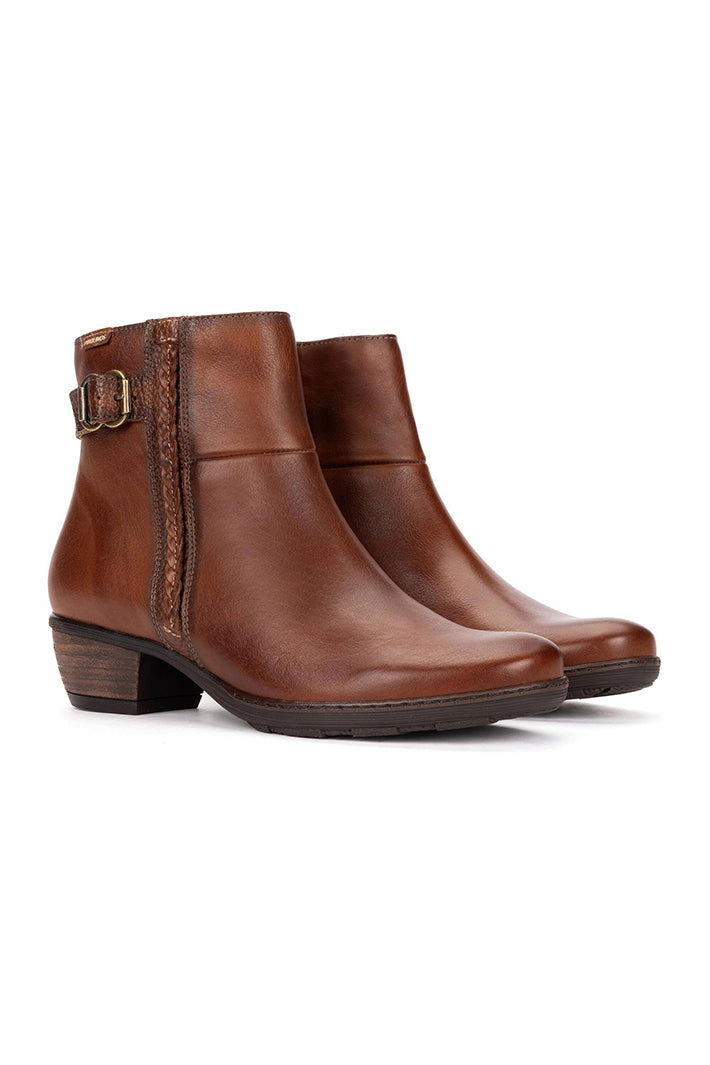 Pikolinos Utiel Cuero Brown Leather Ankle Boots W7P-8501C1, pair, front angle view