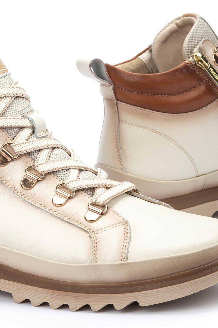 Pikolinos Vigo Leather Lace-Up Ankle Boot Cream W3W-8564C1 - Shirley Allum Boutique