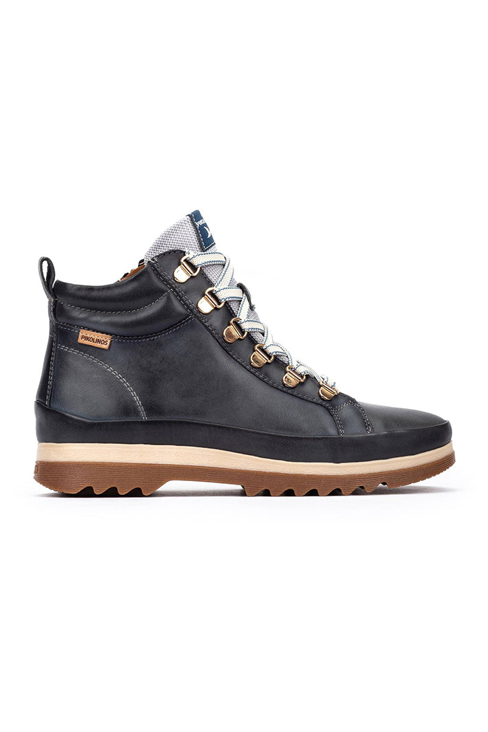 Pikolinos Vigo Ocean Navy Leather Lace-Up Hiker Boots W3W-8564ST, side view