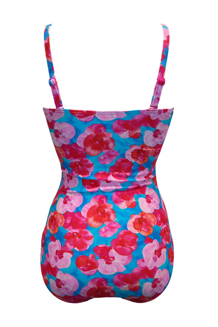 Pour Moi 15209 Blue Pink Santa Monica Strapless Tummy Control Swimsuit