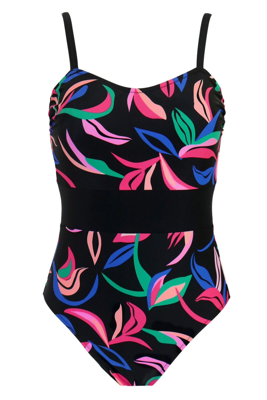 Pour Moi 21108R Black Palermo Print Panelled Tummy Control Swimsuit