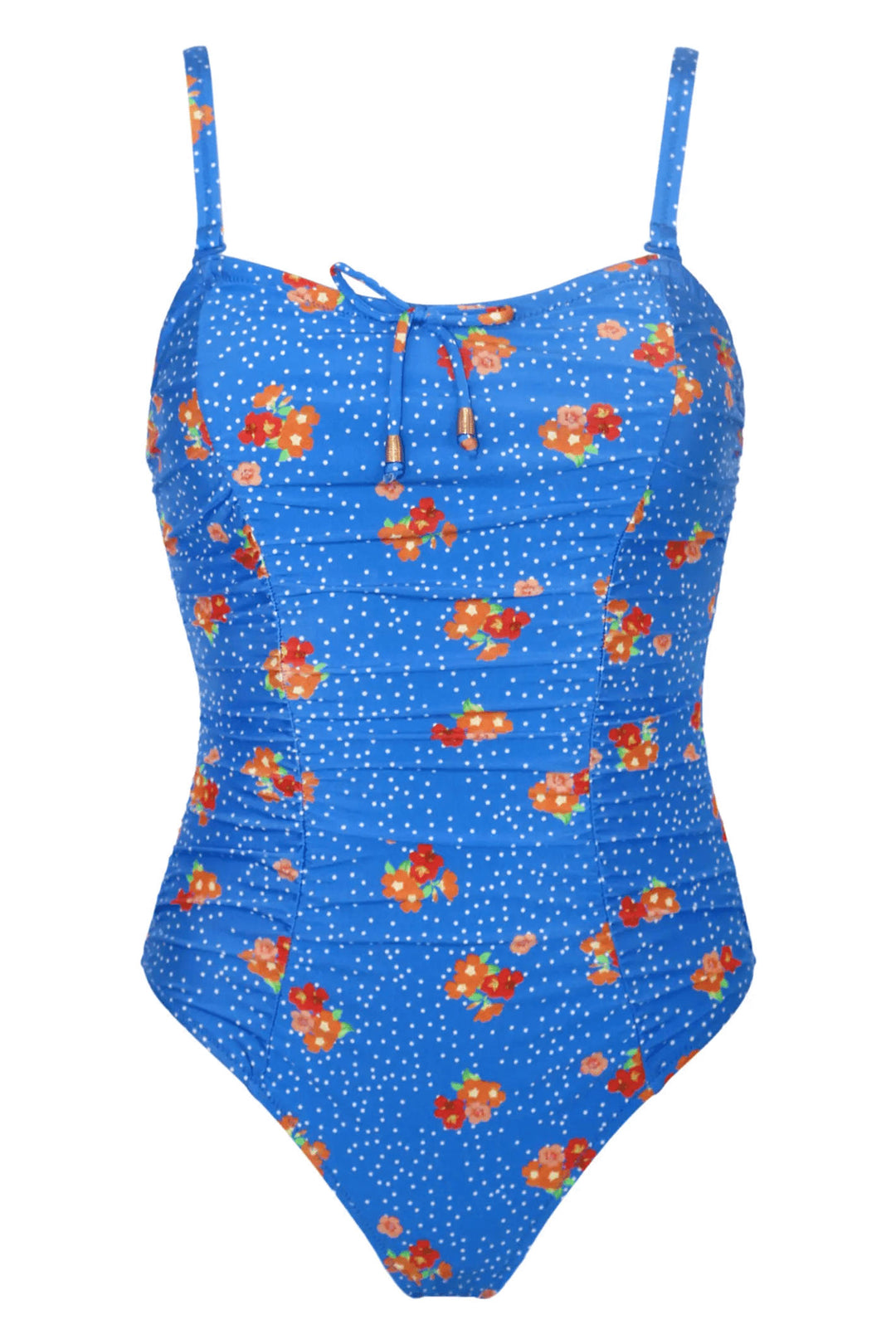 Pour Moi 24910 Santa Cruz Blue Floral Strapless Control Swimsuit - Shirley Allum