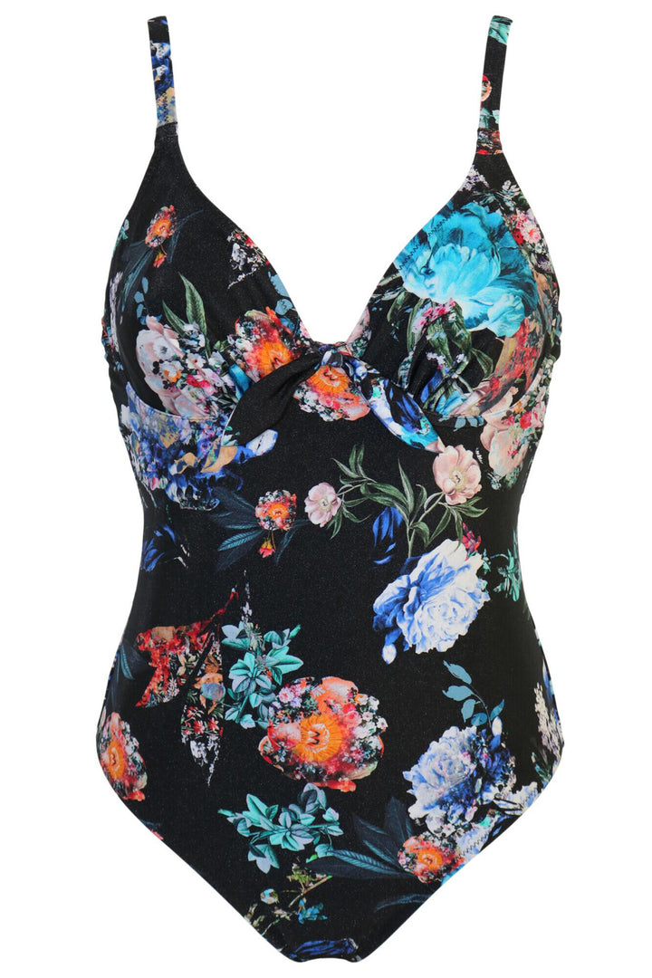 Pour Moi 28505 Lisbon Black Floral Underwired Non Padded Swimsuit - Shirley Allum Boutique