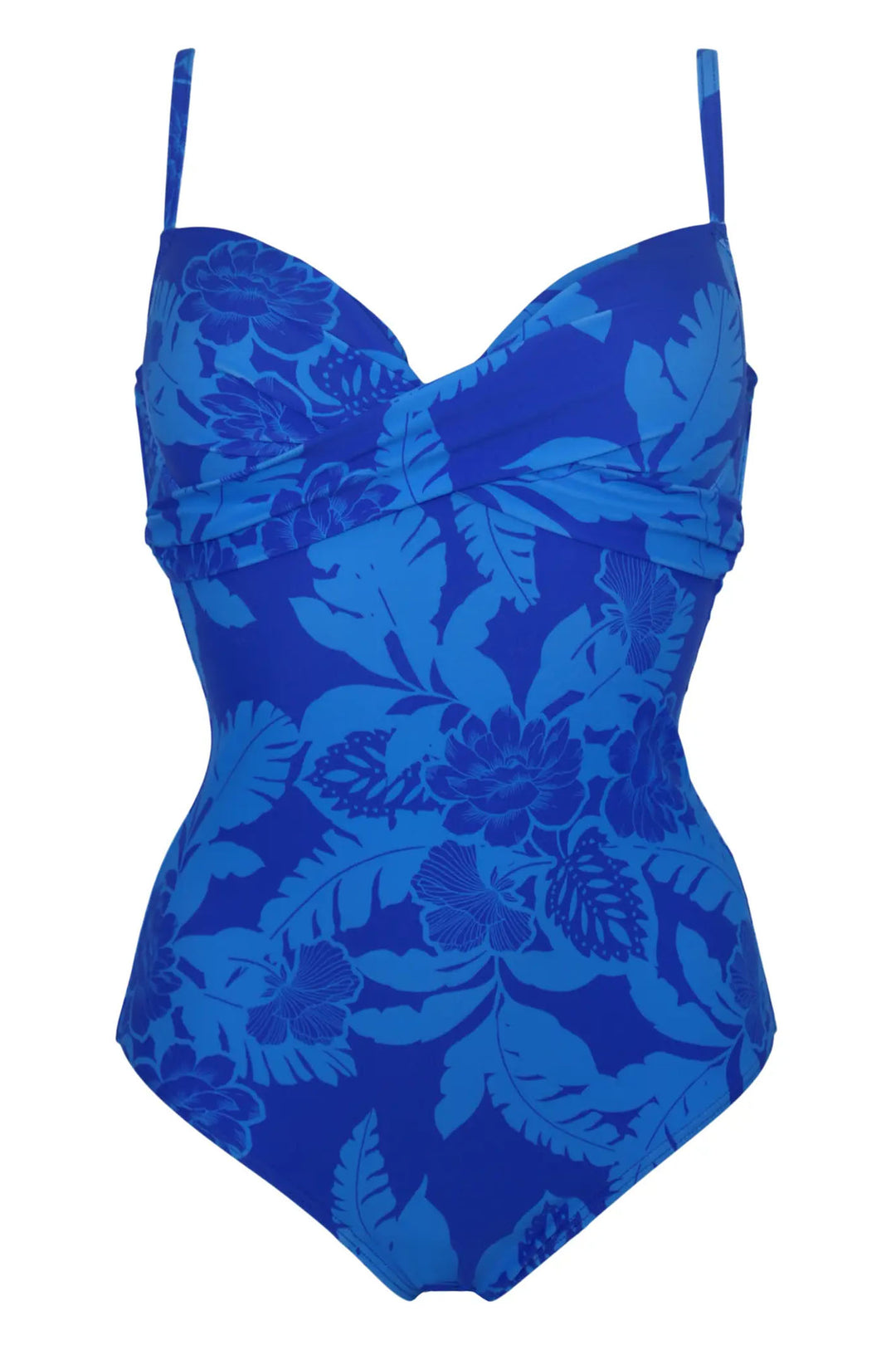 Pour Moi 31404 Maui Blue Tropical Underwired Twistfront Swimsuit - Shirley Allum Boutique