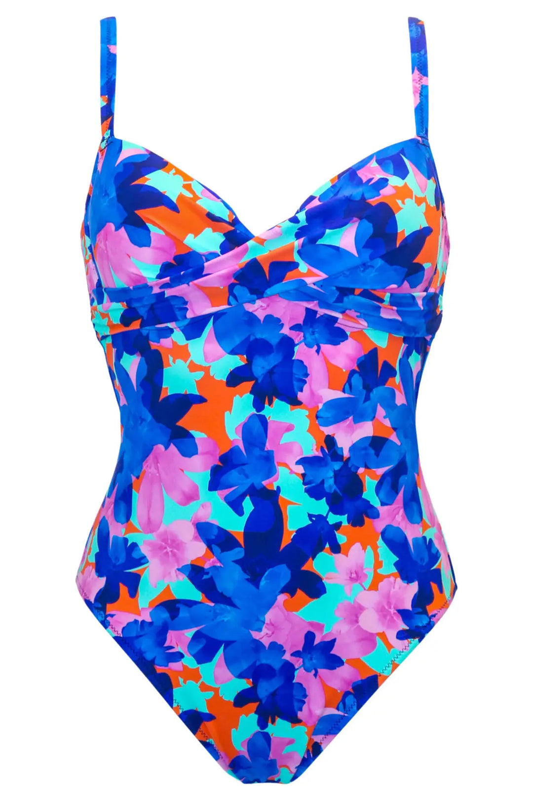 Pour Moi 86012 Aqua Floral Heatwave Lightly Padded Underwire Control Swimsuit - Shirley Allum Boutique