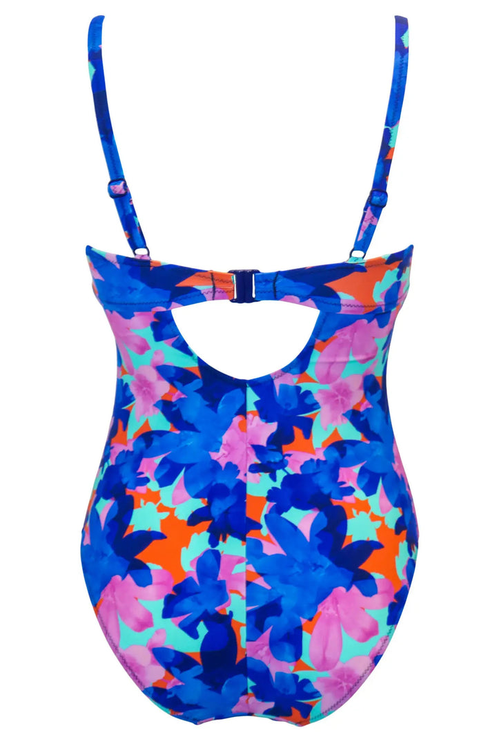 Pour Moi 86012 Aqua Floral Heatwave Lightly Padded Underwire Control Swimsuit - Shirley Allum Boutique