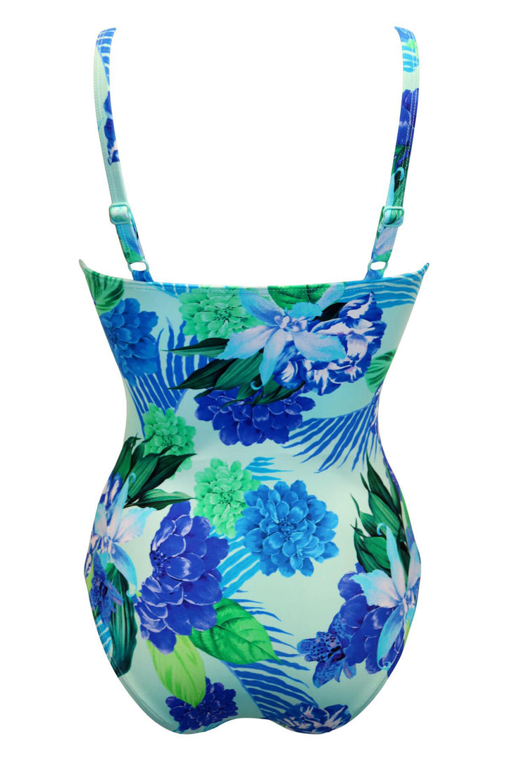 Pour Moi Carnival Swimsuit Aqua Tropical V Neck Control 25614R - Shirley Allum Boutique