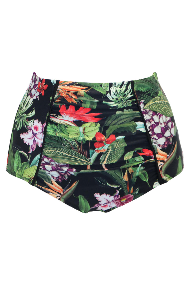 Pour Moi Palermo Tummy Control Brief Super High Waist Ruched Black Tropical 21111R 786 - Shirley Allum Boutique