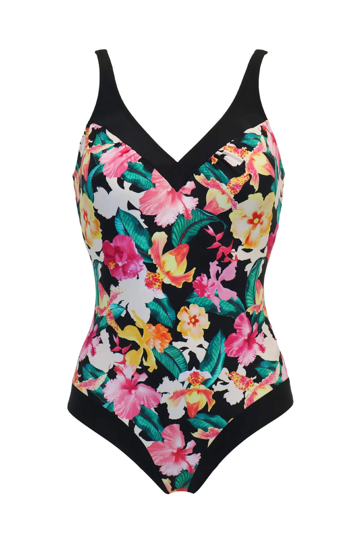 Pour Moi PM 1425 Contour Control Black Floral Swimsuit - Shirley Allum Boutique