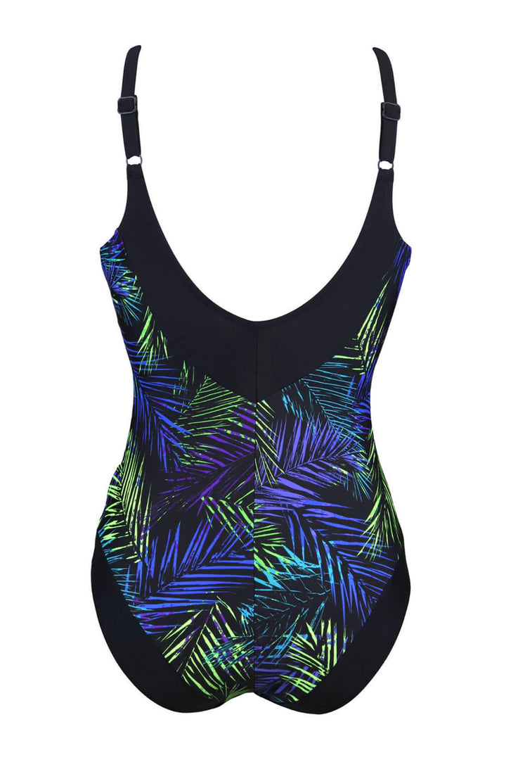 Pour Moi PM-1486 Black Blue Fern Control Swimsuit - Shirley Allum Boutique
