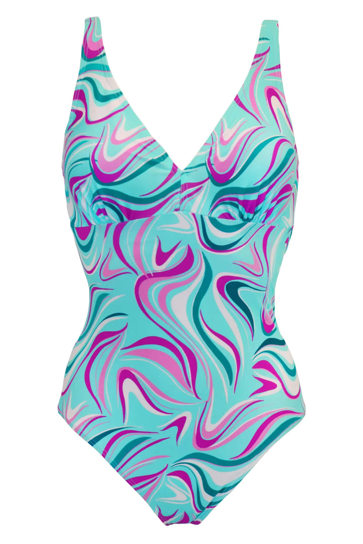 Pour Moi PM 25614 Carnival V Neck Aquaburst Control Swimsuit - Shirley Allum Boutique