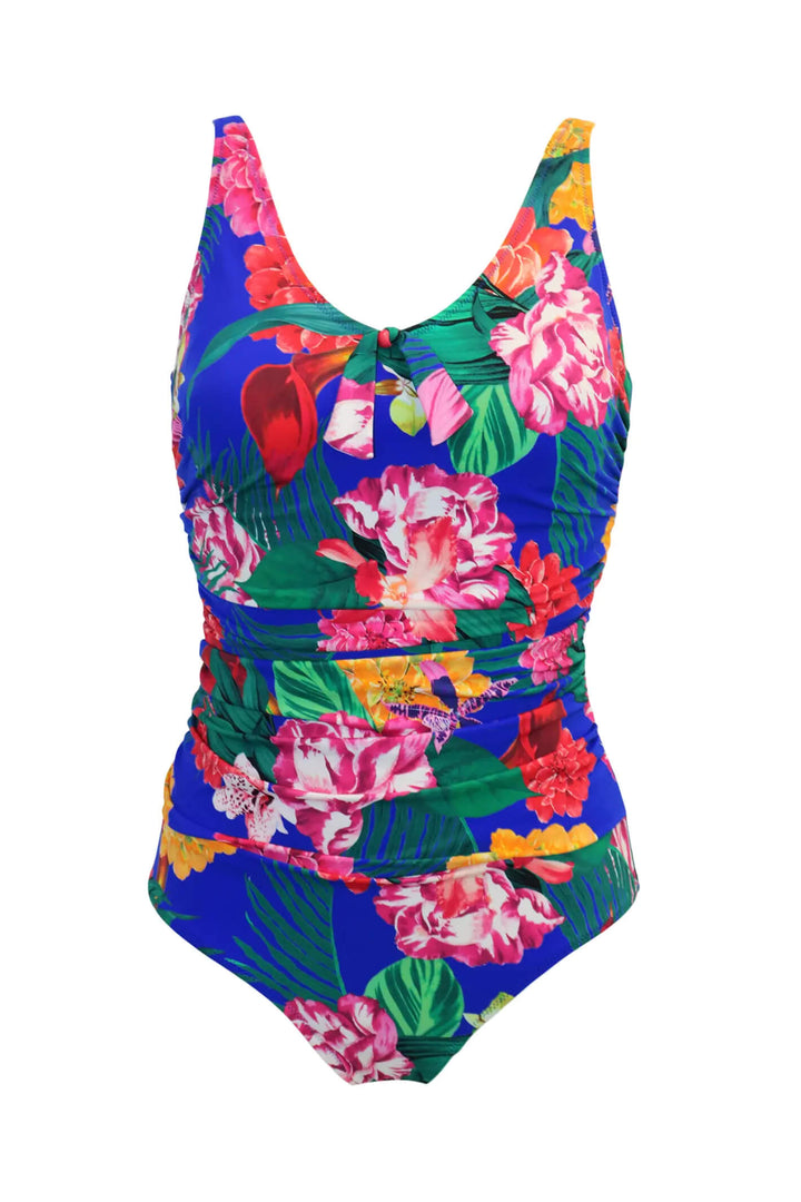 Pour Moi PM 27906 Antigua Sccop Neck Blue Floral Swimsuit - Shirley Allum Boutique