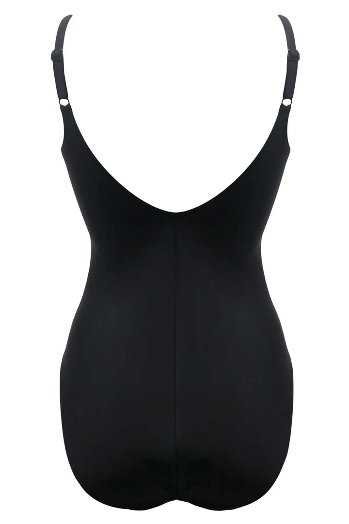 Pour Moi PM 29506 St Lucia Scoop Neck Black Tropical Control Swimsuit - Shirley Allum Boutique