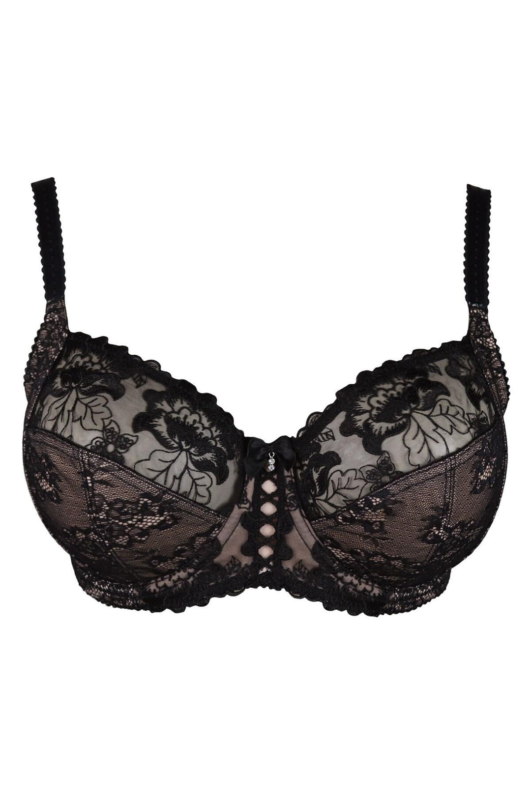 Pour Moi Sofia PM3827 Black Lace Embroidered Side Support Bra