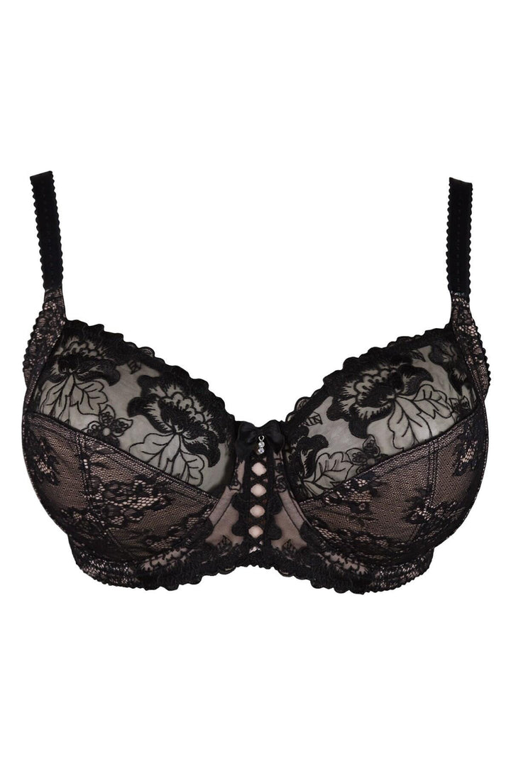 Pour Moi Sofia PM3827 Black Lace Embroidered Side Support Bra