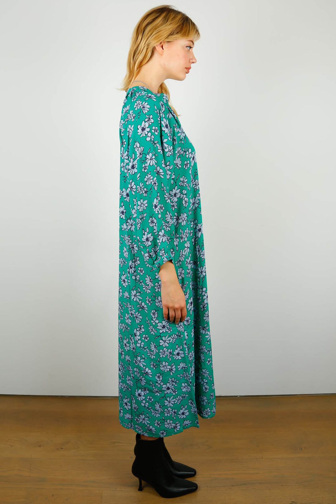 Primrose Park Zion Green Sketch Floral 01 Print Midi Dress - Shirley Allum Boutique