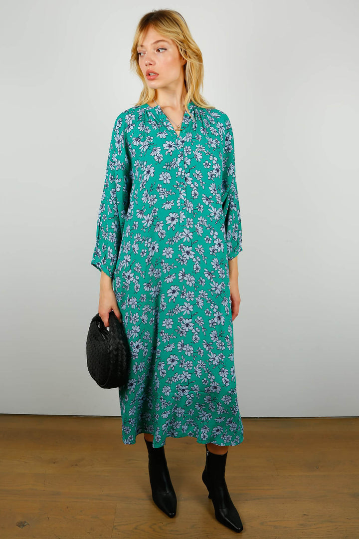 Primrose Park Zion Green Sketch Floral 01 Print Midi Dress - Shirley Allum Boutique