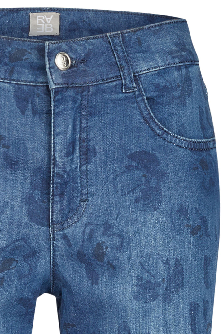 Rabe 52-211150 2395 Blue Flower Print Denim Jeans - Shirley Allum Boutique