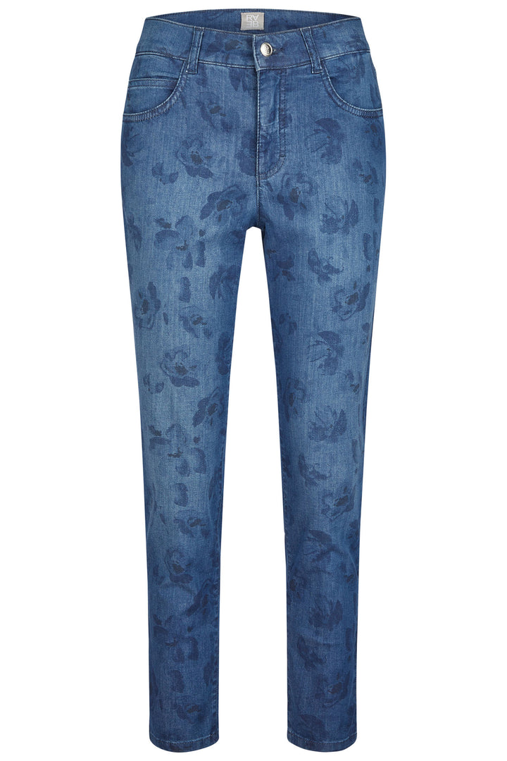 Rabe 52-211150 2395 Blue Flower Print Denim Jeans - Shirley Allum Boutique