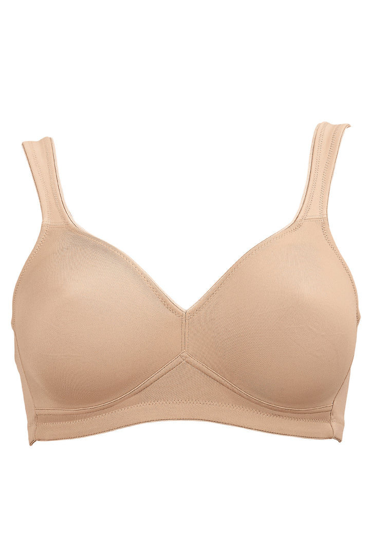Beige bra on a white background