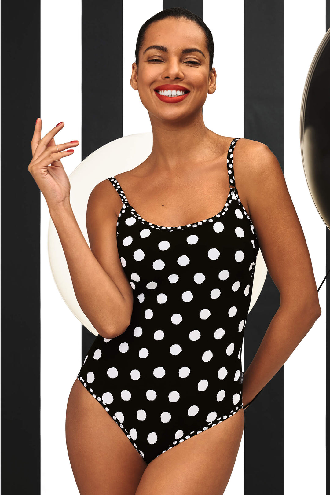 Rosa Faia 7770 430 Black & White Spot Marinet Swimsuit - Shirley Allum Boutique