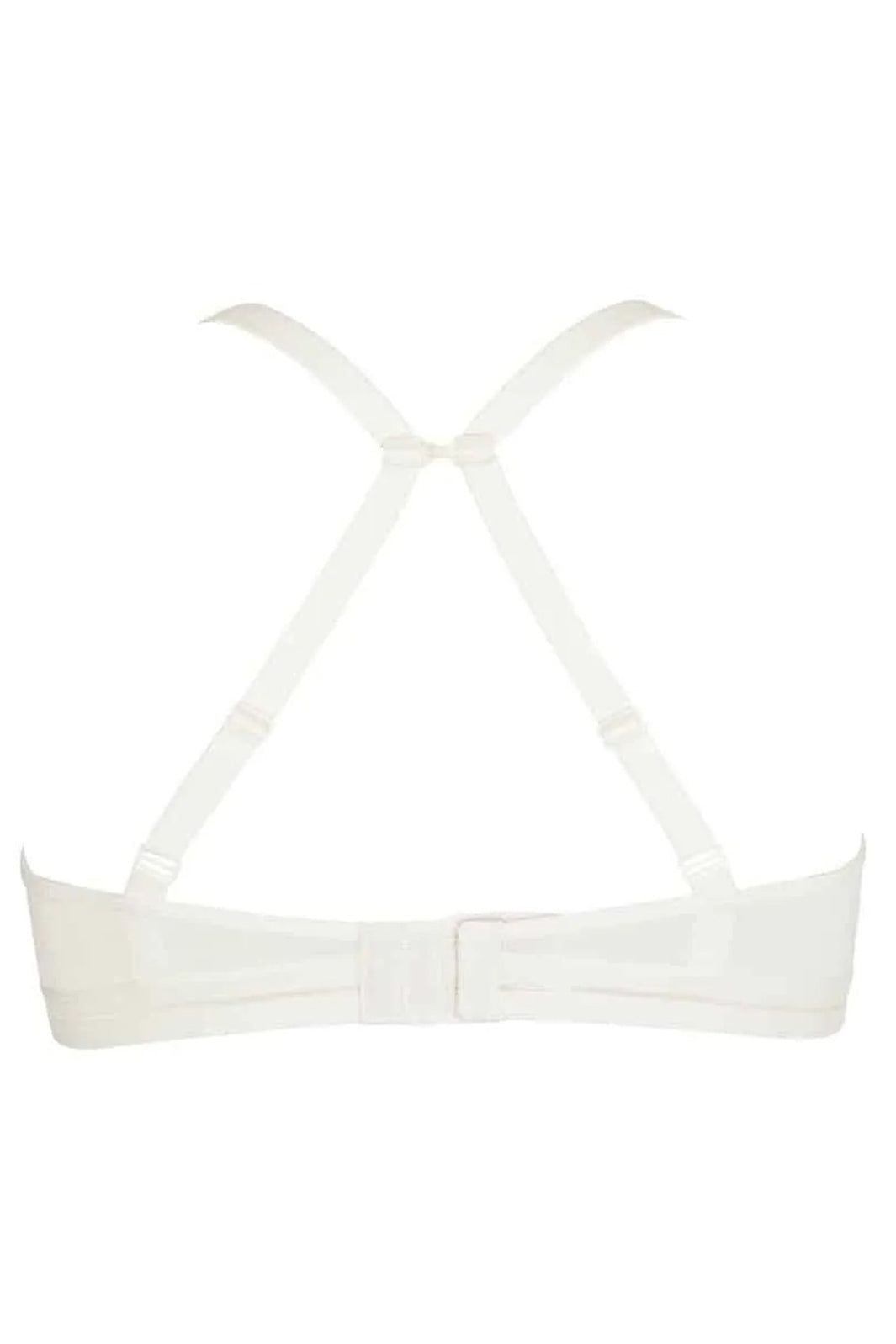White bralette with thin straps on a white background