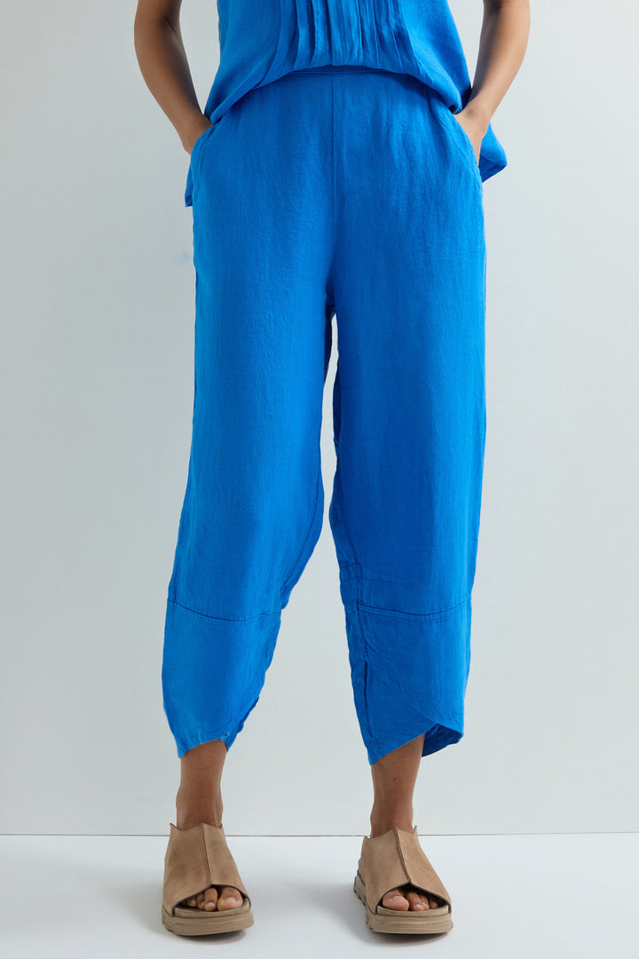 Sahara Bubble Trousers Linen Tulip Hem Sapphire Blue MTP6229-NFL - Shirley Allum Boutique