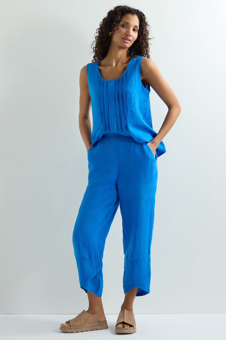 Sahara Bubble Trousers Linen Tulip Hem Sapphire Blue MTP6229-NFL - Shirley Allum Boutique